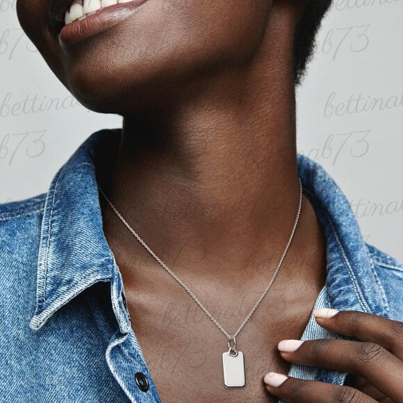 Pandora Engravable Rectangle Tag Pendant - Picture 6 of 6